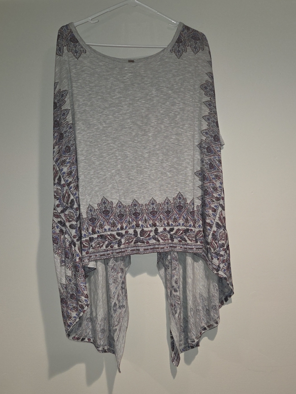 Free People Light Gray Paisley Border Women's Tunic